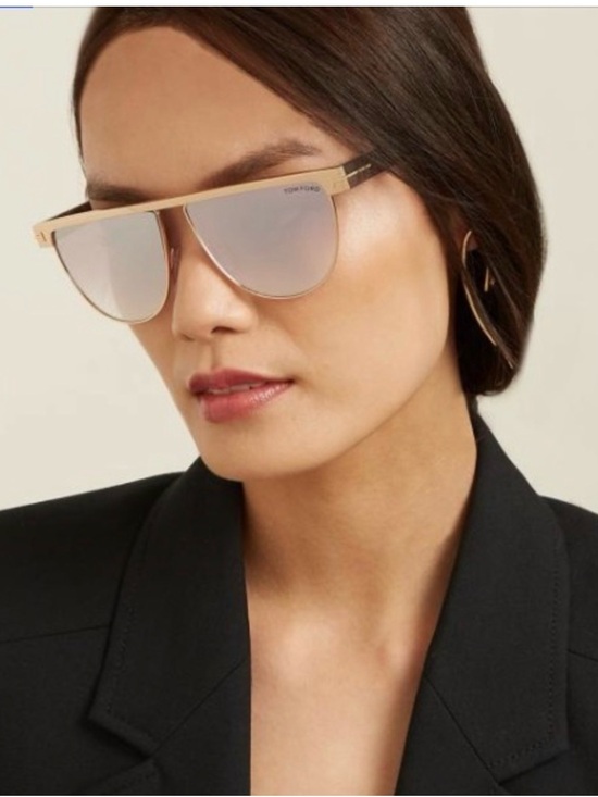 Tom Ford Accessories - Tom Ford Women's Gold Frame with Silver Mirrored Lenses Aviator Sunglasses